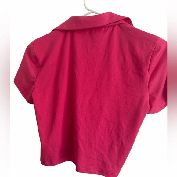 Vibrant Pink Crop Top with Knot Front - Picture 2 of 5